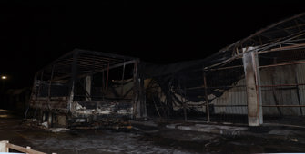 İzmir Sebze ve Meyve Toptancı Hali'ndeki yangında 10 dükkanda hasar oluştu
