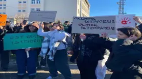 Van'da öğrenciler üst geçit için eylem yaptı