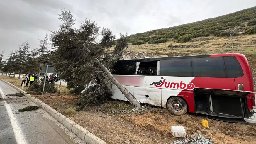 Isparta'da yolcu otobüsü ağaca çarptı çok sayıda yaralı var