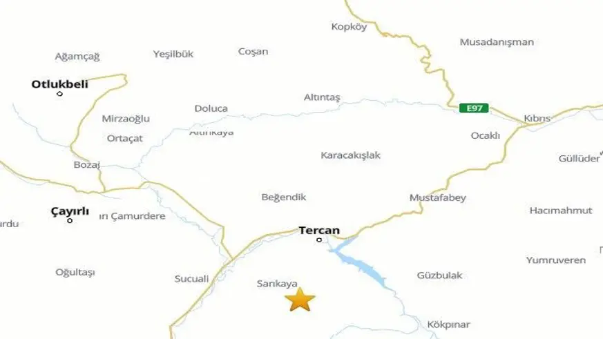 Erzincan Tercan’da 3.1 büyüklüğünde deprem