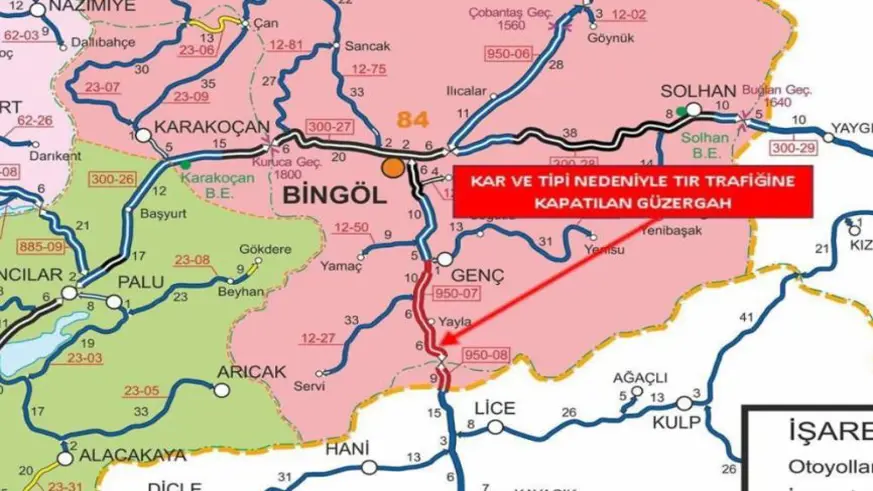 Bingöl-Diyarbakır yolu tır trafiğine kapatıldı