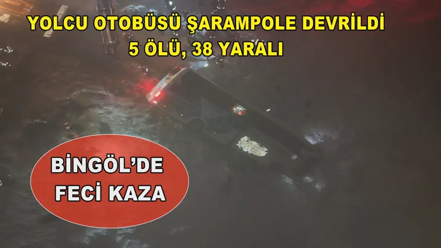 Bingöl’de yolcu otobüsü şarampole devrildi