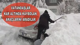 Kar altında araçlarını aradılar