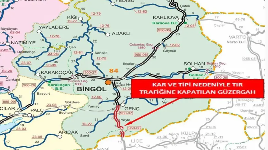 Bingöl-Diyarbakır karayolu tır trafiğine kapatıldı