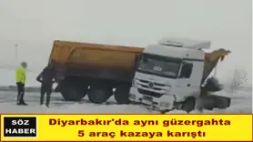 Diyarbakır'da aynı güzergahta  5 araç kazaya karıştı