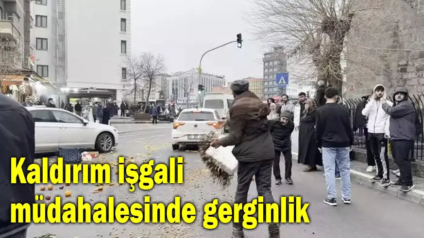 Kaldırım işgali müdahalesinde gerginlik