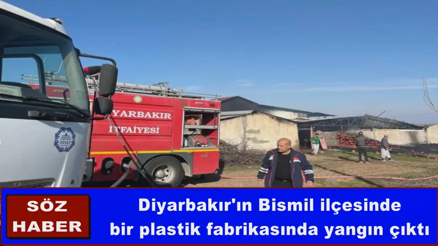  Diyarbakır'ın Bismil ilçesinde  bir plastik fabrikasında yangın çıktı