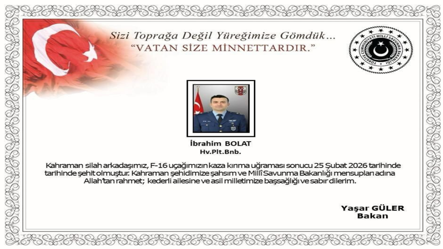Şehit olan pilotun kimliği açıklandı