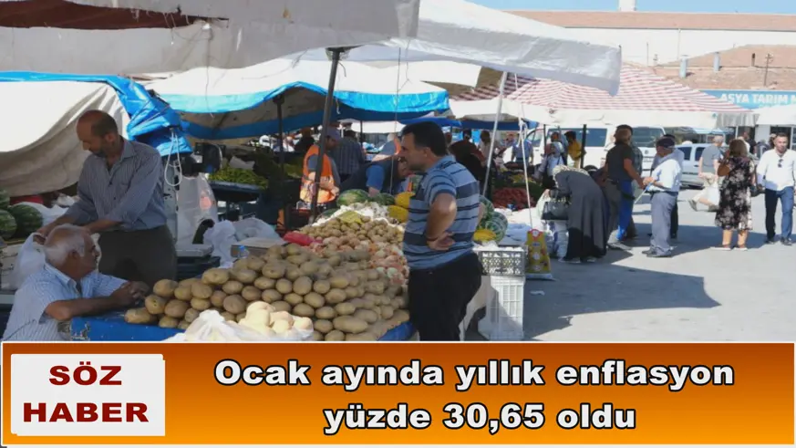 Ocak ayında yıllık enflasyon yüzde 30,65 oldu