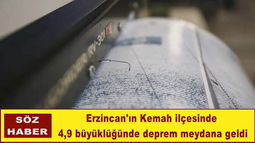 Erzincan'da 4,9 büyüklüğünde deprem