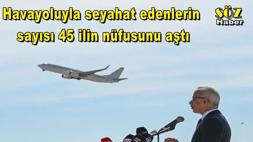 Havayoluyla seyahat edenlerin  sayısı 45 ilin nüfusunu aştı
