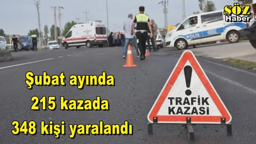 Şubat ayında  215 kazada  348 kişi yaralandı