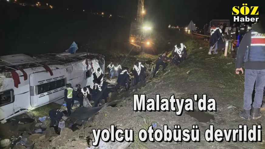 Malatya'da  yolcu otobüsü devrildi