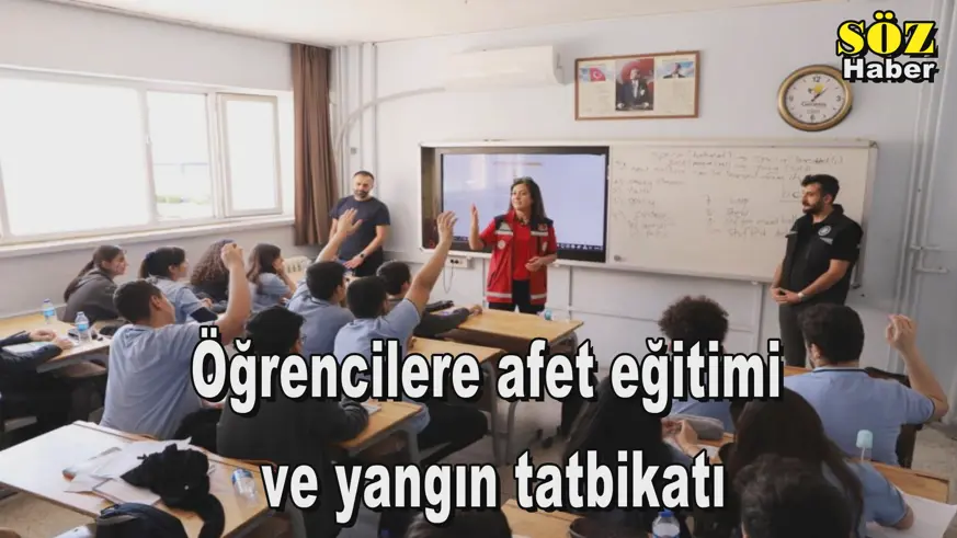 Öğrencilere afet eğitimi  ve yangın tatbikatı